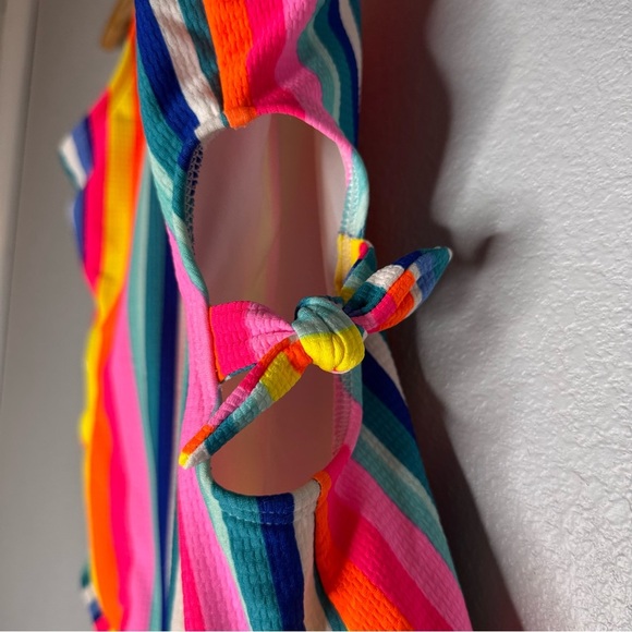 New Cat & Jack Girls XL Multi Colored Striped Swimsuit Bathing Suit - Picture 7 of 16